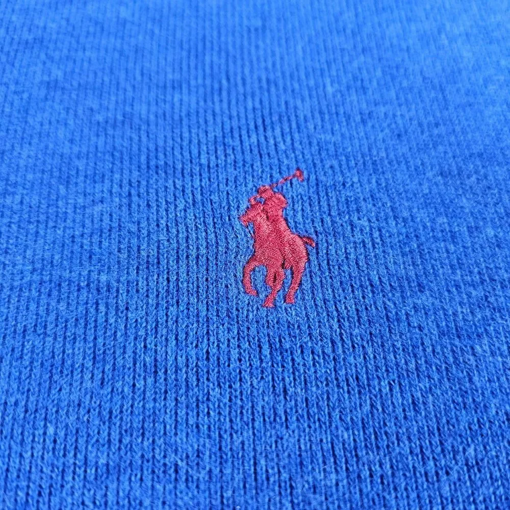 Polo Ralph Lauren Sweater Mens Large Blue 1/4 Zip Pullover Casual Golf Preppy